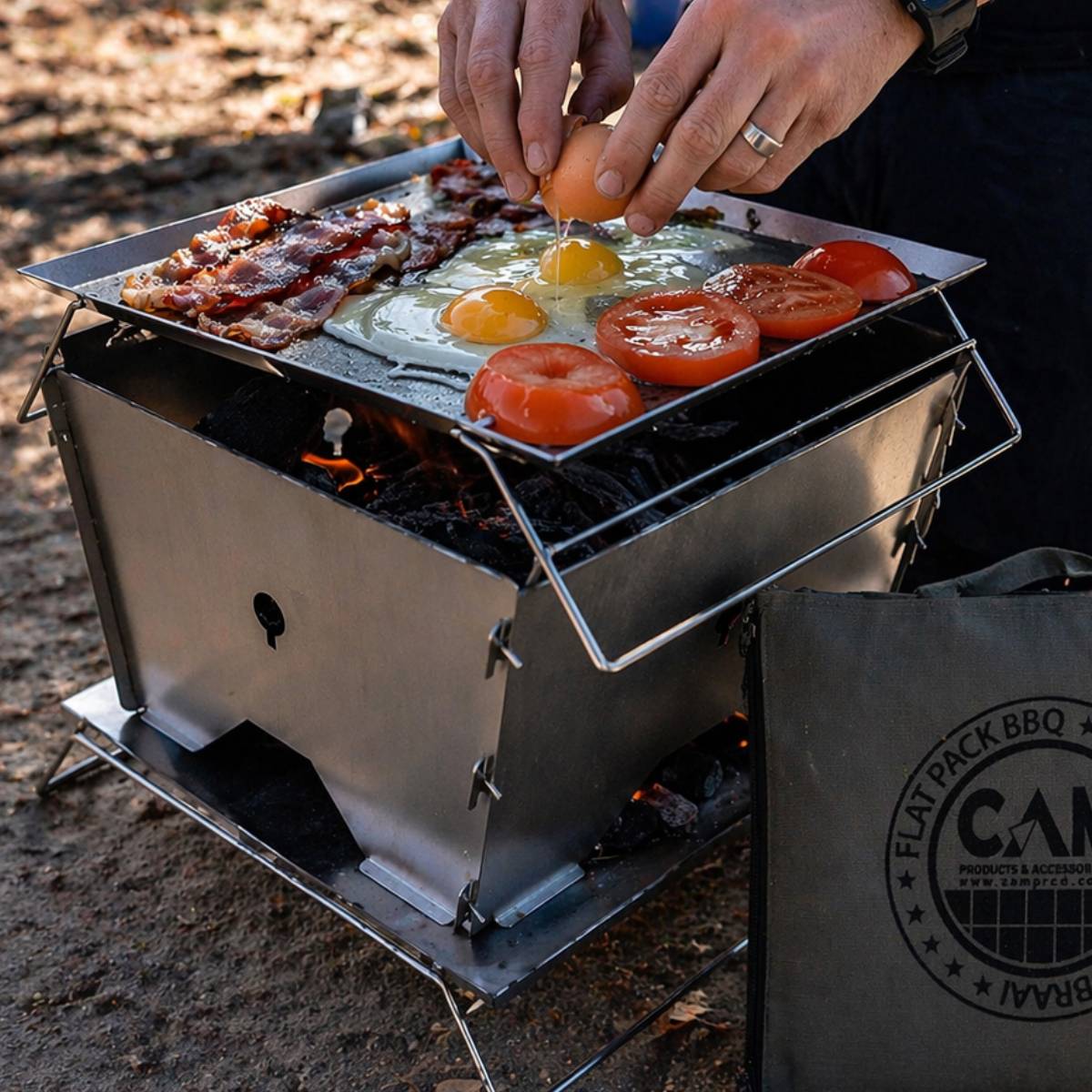 flat pack deluxe 3 in 1 pan cooking bacon eggs portable braai south africa