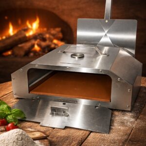 Single stainless steel portable pizza oven for wood fire braai cooking