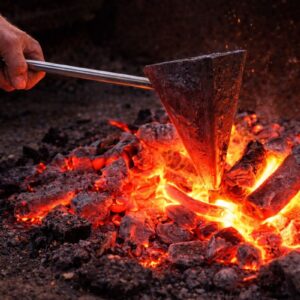 Flambadou heating over open coals for meat searing
